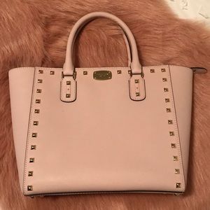 Michael Kors pale pink studded tote